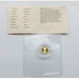 World Smallest Gold coin Elizabeth 11 $25 Dollars