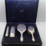 Boxed continental Silver brush set