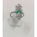 Art Deco Platinum Diamond & Emerald Ring