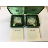 2 Silver Proof Crowns Boxed