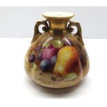 Royal Worcester Hand Painted Fallen Fruit Vase