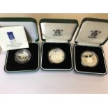 3 Boxed Royal Mint Silver Coins