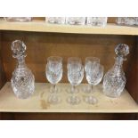 Pair Of Glass Decanters With 6 Glasses
