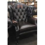 Queen Anne Wing Back Chesterfield Chair