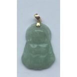 Gold Mounted Jade Pendant with Budda