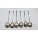 Set 6 Russian silver spoons