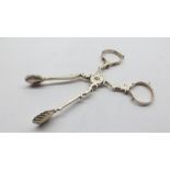 Early antique Silver scissor sugar tongs