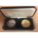 Apollo 11 1969 First Moon Landing Set of 2 Medals Silver and Bronze or Copper Gold plated