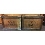 2 x L C S Cafe wooden drinks crates