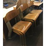 17 Chrome & Wood Retro Stacking Chairs