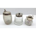 3 silver top mustard pots