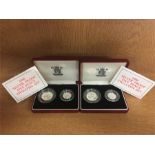 2 x 1990 Silver proof five pence. 2 x coin set