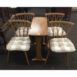 Ercol Blonde drop leaf table & 4 chairs (unusual chairs, double stretcher)
