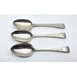 3 Antique bright cut Silver table spoons weight 182 grams
