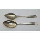 2 large Antique Dutch silver table / basting spoons