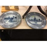 Pair Of Blue And White Blau Holland Plates