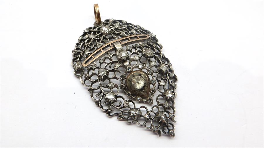 Large Antique Old Rose Diamond Pendant - Image 3 of 7