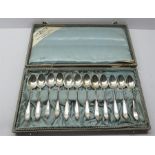 Boxed Set of 12 Dutch Silver Tea Spoons dutch silver sword hallmark