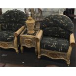3 Piece Wicker Table &Chairs Set inc Lamp