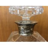 Silver Mounted Decanter with silver hallmarks on band Glass decanter And Glass biscuit Barrel