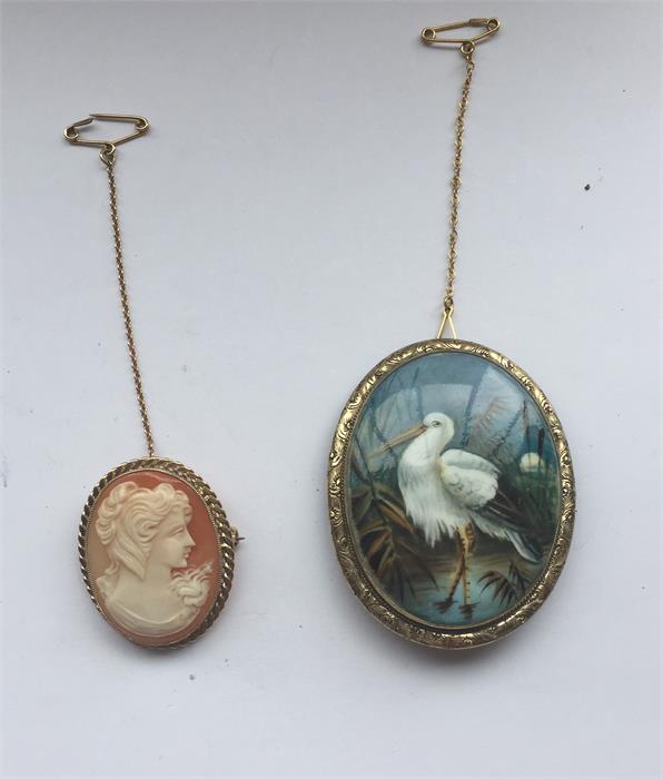 Gold Mounted Cameo & Porcelain Panel Plaque Cameo