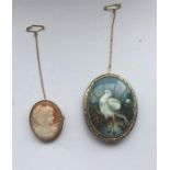 Gold Mounted Cameo & Porcelain Panel Plaque Cameo