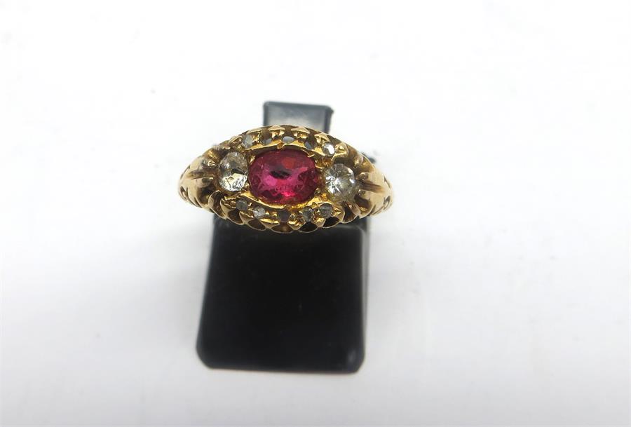 Antique 18ct gold Ruby & Diamond Dress Ring