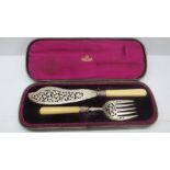 Victorian Silver fish servers in original box John G Jacob