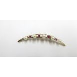 14ct gold Ruby & Pearl Brooch weight 3.6 grams