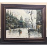 Framed Oil Painting Street Scene Approximate Frame Measurement Width 25" Length 21"