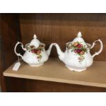 2 Old Country Rose Tea Pots One Large One Medium