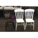 Selection 3 Matching Chairs (2 White, 1 Varnished).