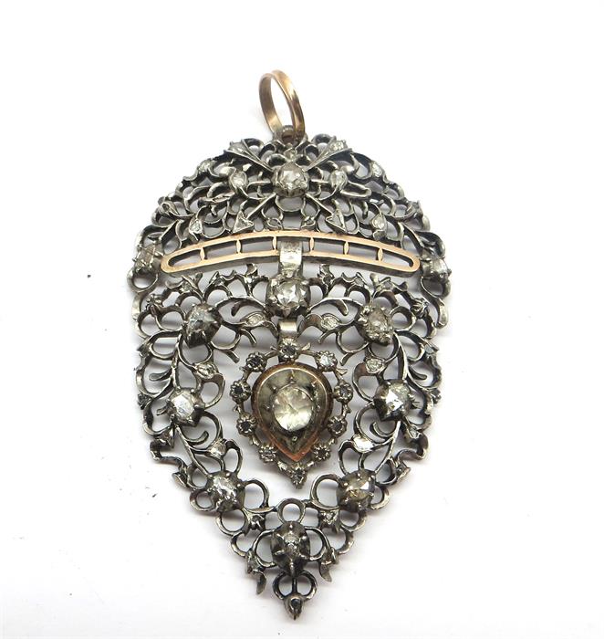 Large Antique Old Rose Diamond Pendant