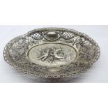 Continental Silver dish embossed with cherubs