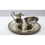 Dutch Silver strawberry set tray cream & sugar