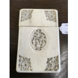 Antique Cantonese Carved Ivory Card Case measures approx 1.5cm by 7.5cm cracks to lid