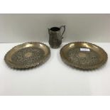 Asian White Metal dishes and Jug