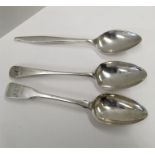 Three silver table spoons