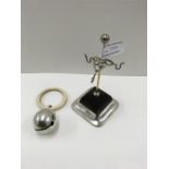 Silver Plated hat pin stand & Silver baby rattle