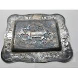 Indian Silver Tray measures approx 24 by 20 cm weight 329g