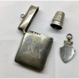 Silver Match Striker , Silver Thimble & silver Fob 3 items