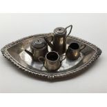 Vintage Miniature 4 Piece Silver Tea Set on Tray