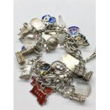 intage Silver & enamel Charm Bracelet weight 63g