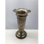 Silver Flower Vase measures approx 15.7cm tall dia 87mm