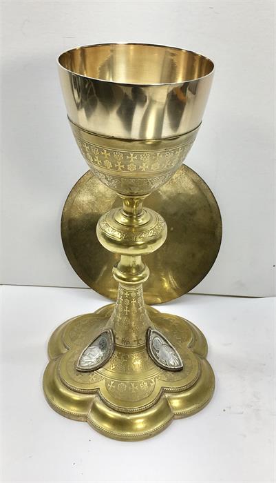 Large French Silver & Gilt Metal Chalice & Paten