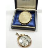 2 Antique 9 carat Gold Photo Pendants