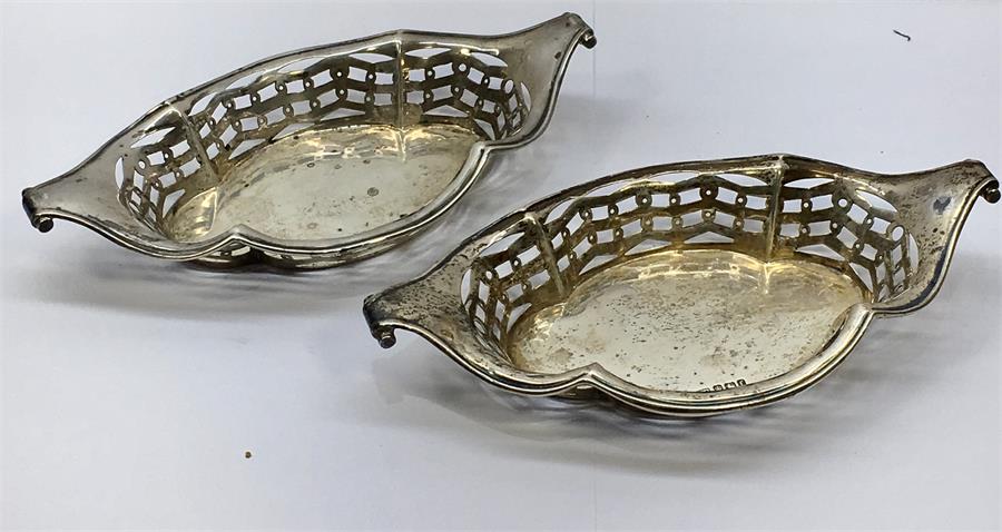 pair of antique silver sweet dishes