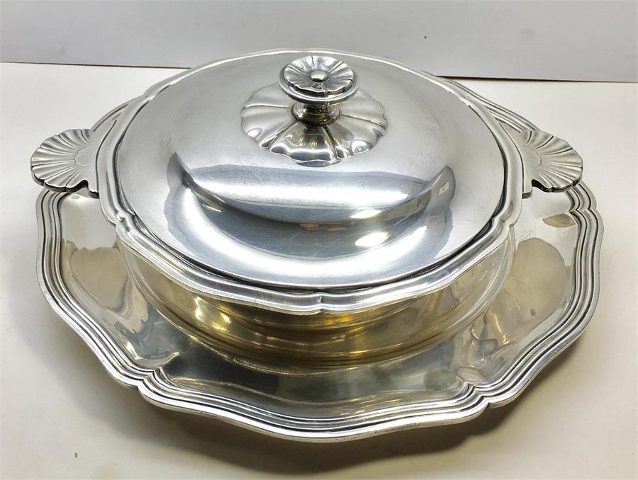 Large French Christofle Silver Plated Veg Tureen and Platter hallmarked 2988668 CHRISTOFLE 36