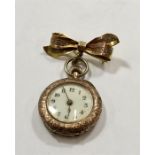 9 carat Gold Fob Watch With 9 carat Gold Bow