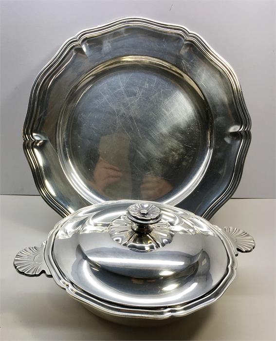 Large French Christofle Silver Plated Veg Tureen and Platter hallmarked 2988668 CHRISTOFLE 36 - Image 3 of 4
